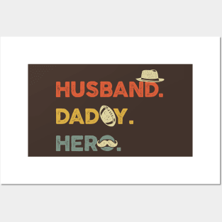 Husband Daddy Protector Hero Gift For Dad Fathers Day Bday Posters and Art